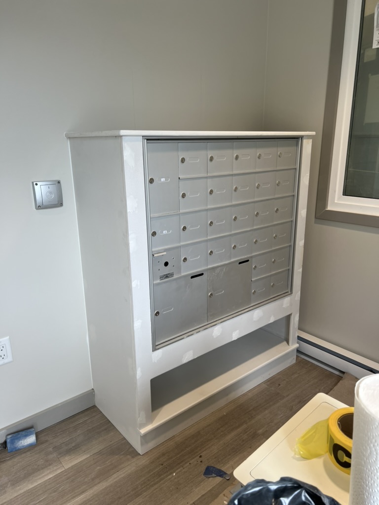 Custom mailbox cabinet built in Richmond, BC